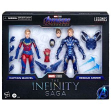 Pack 2 figuras Captain Marvel & Rescue Armor 15 cm Marvel Legends Iron Man The Infinity Saga