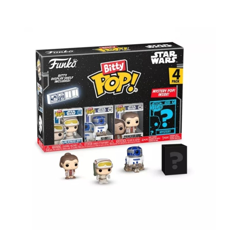 Funko Bitty Pop! Star Wars: El Imperio Contraataca Luke Skywalker (Hoth), R2-D2 y Chewbacca - Pack de 4 Figuras